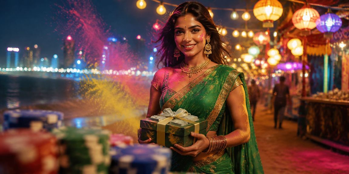 Elegant Indian woman enjoying VIP casino experience on mobile